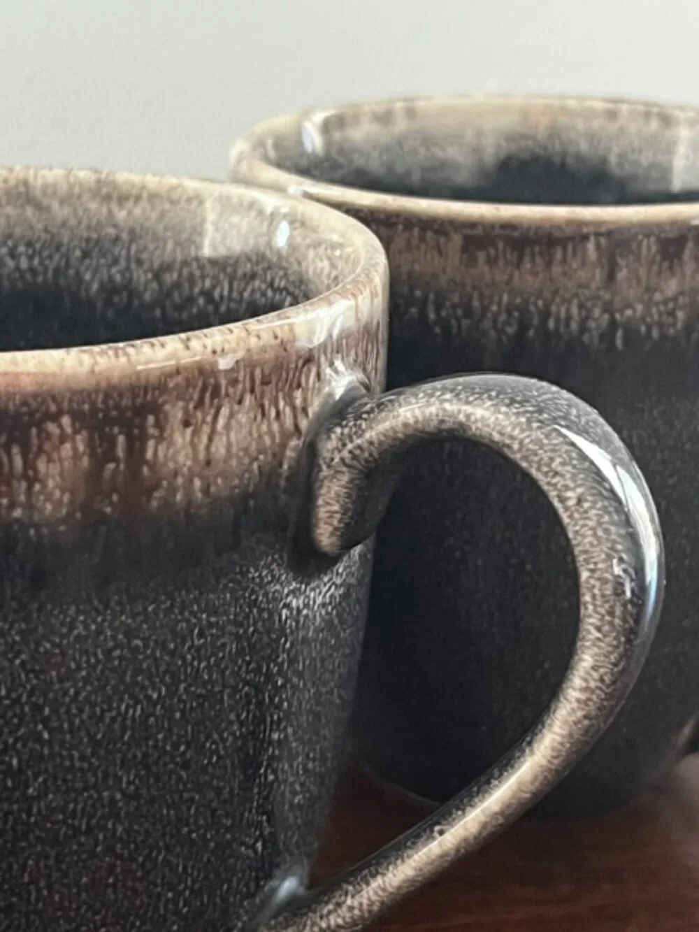 Pier One Coffee Mugs Hand Painted Stoneware - Set of 2